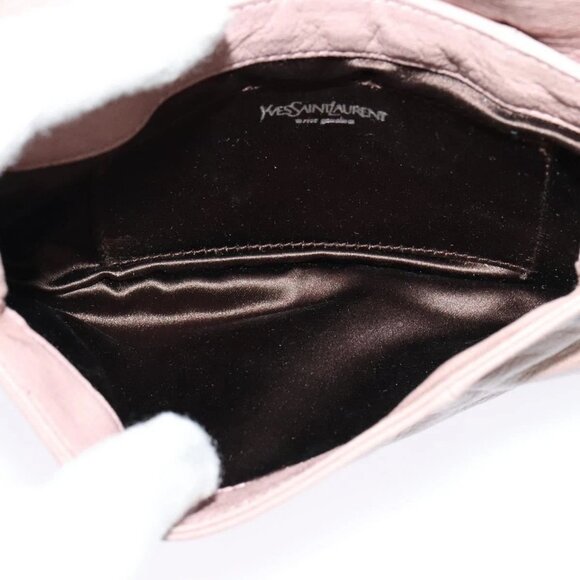 SAINT LAURENT Accessory Pouch Leather Beige Silver Auth - Picture 13 of 16